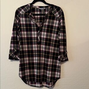 Peter Nygard Multicolor Plaid Tunic Top Shirt